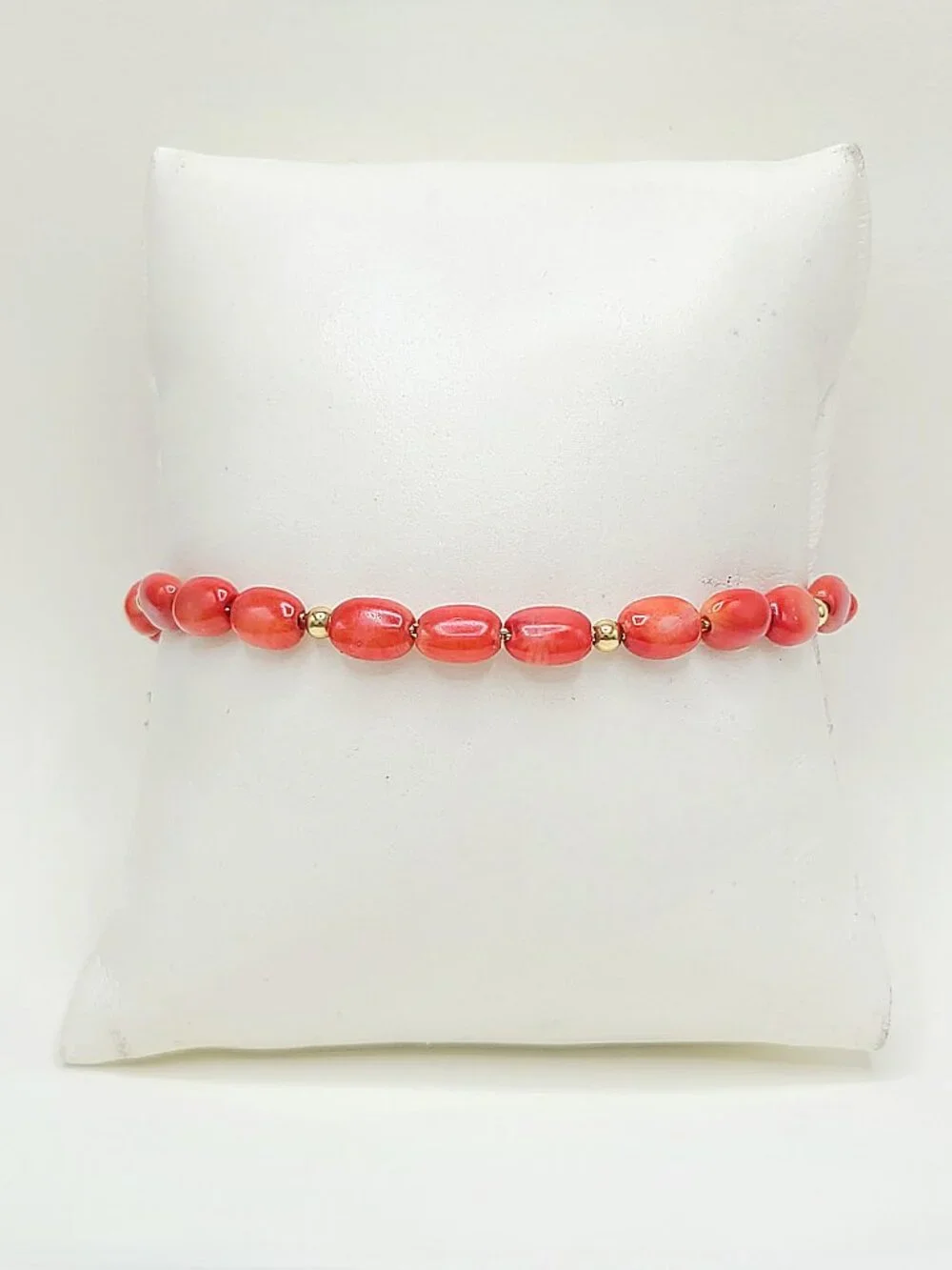 David Yurman Bijoux Pebble Bead Bracelet in Yellow Gold w/ Red Sea Bamboo Coral
